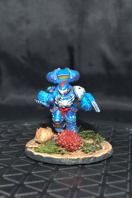 Space warrior with jump pack, jet pack assault intercessor, fan art hand painted to display quality