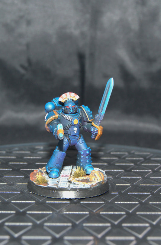 Space warrior Captain Blue boy, fan art, hand painted miniature, tabletop ready