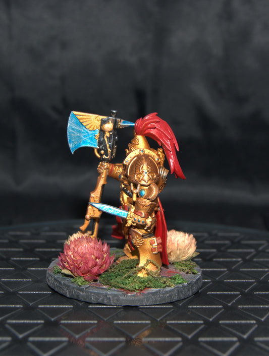 Golden space warrior Adept Custode fan art hand painted miniature display quality
